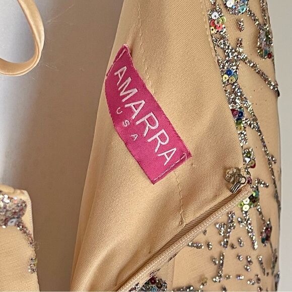 Amarra Colorful Glitter Sequin Tulle Satin Tie Back Floor Length Prom Dress - Picture 15 of 16